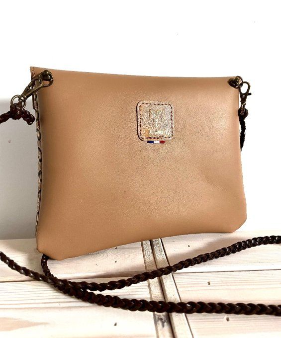 Pochette Nuage Camel effet croco