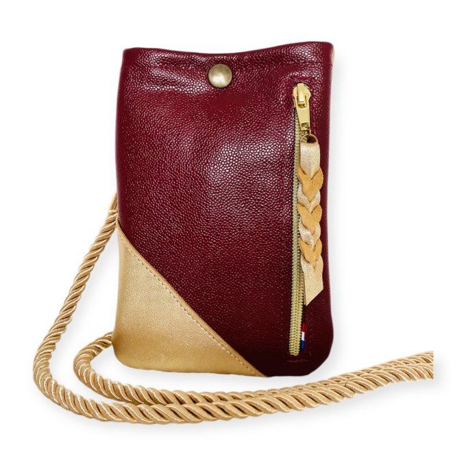 JUSTY Pochette Portefeuille bordeaux / doré