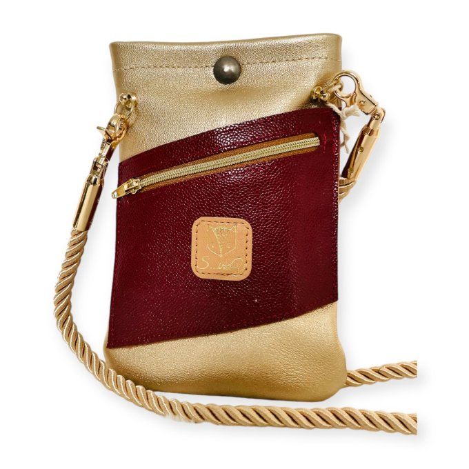 JUSTY Pochette Portefeuille bordeaux / doré