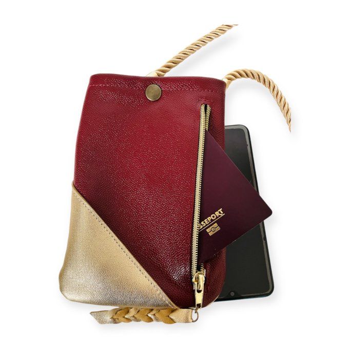 JUSTY Pochette Portefeuille bordeaux / doré