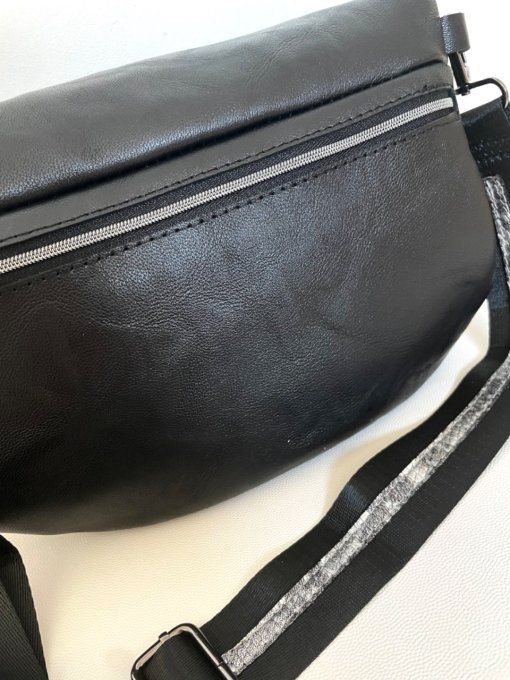 Sac BanaMax Noir / effet serpent argenté