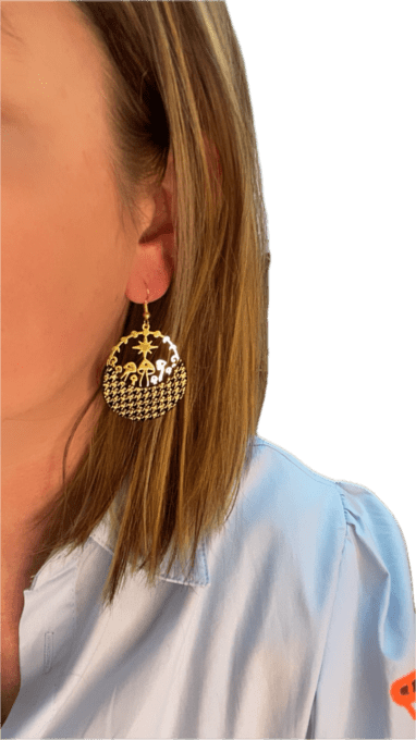 Boucles d'oreilles Amanite Cuir Pied de poule