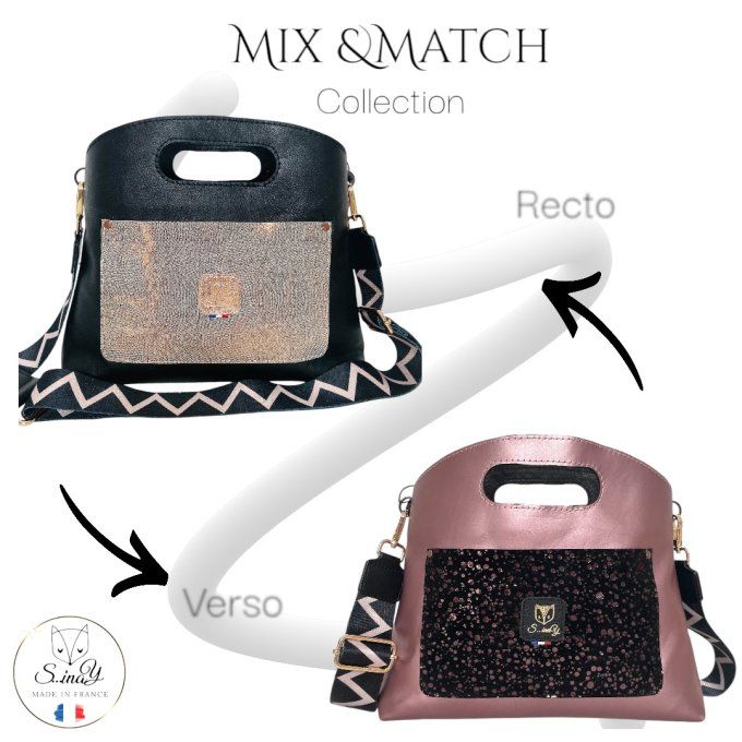 Sac Mix & Match Collection Noir / Vieux Rose