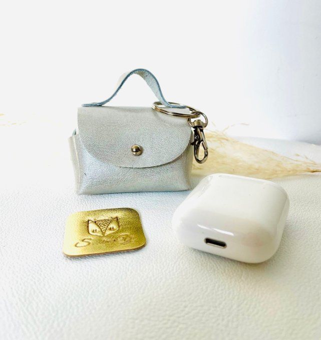 Porte-clés / Etui AirPods - Gris vernis Argenté