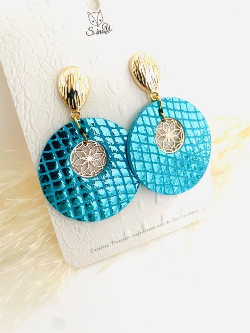 Boucles d'oreilles Rosace Bleu