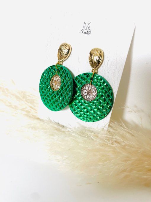 Boucles d'oreilles Rosace Vert