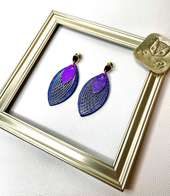 Boucles d'oreilles Coco Bleu-Violet