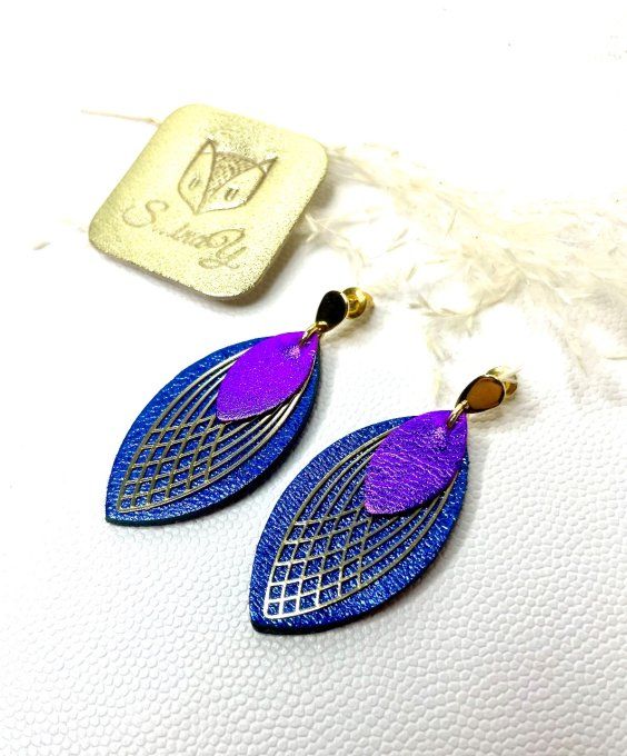 Boucles d'oreilles Coco Bleu-Violet