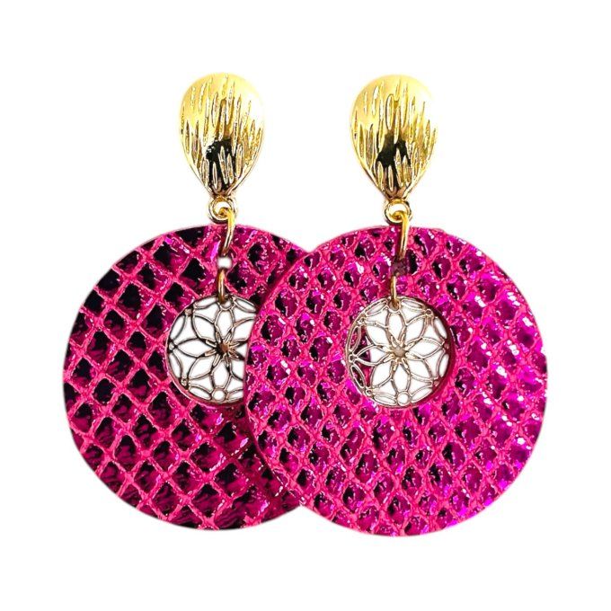 Boucles d'oreilles Rosace Fuchsia